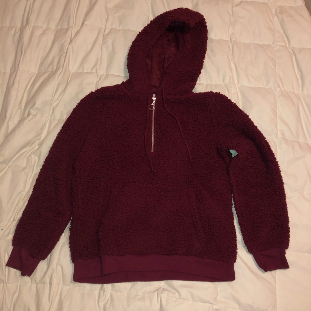 Burgundy Sherpa Hoodie